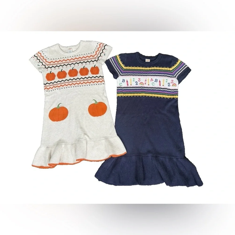 Lot of 2 Gymboree Dresses Size 8 School Days ( NWT) and Pumpkins EUC 100% Cotton